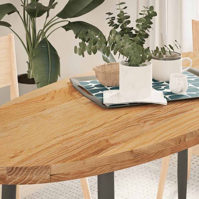 Blat de masă maro deschis 140x60x4 cm lemn masiv de stejar oval - WALTI WALTI