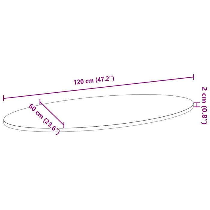 Blat de masă maro închis 120x60x2 cm lemn masiv de stejar oval - WALTI WALTI