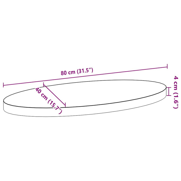 Blat de masă maro închis 80x40x4 cm lemn masiv de stejar oval - WALTI WALTI
