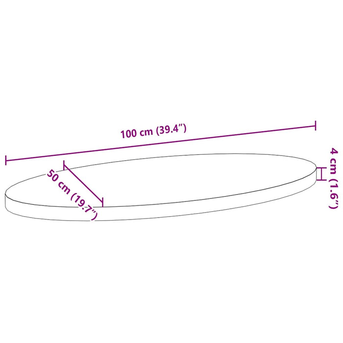 Blat de masă maro închis 100x50x4 cm lemn masiv de stejar oval - WALTI WALTI