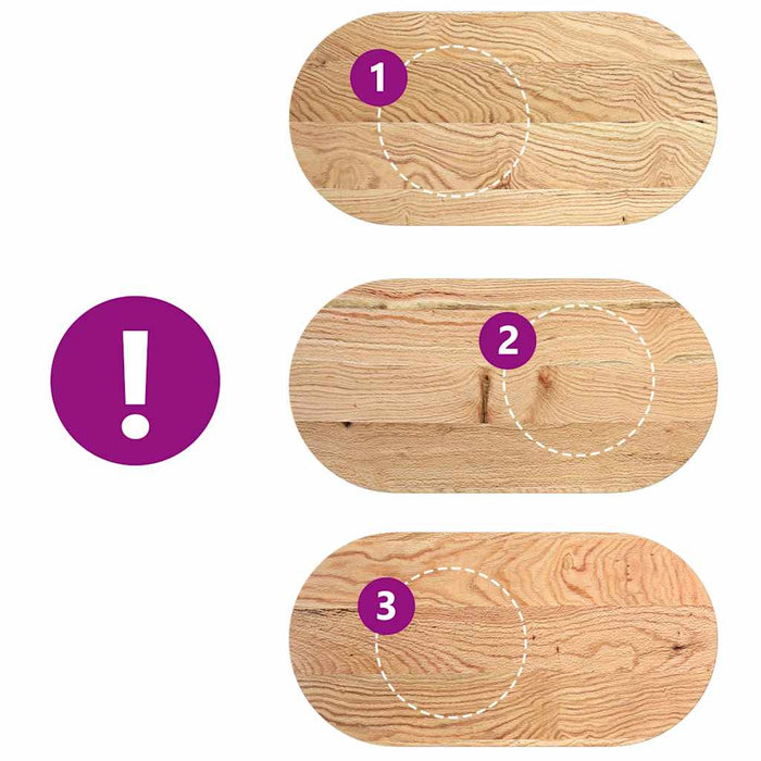 Blat de masă 100x50x2 cm lemn masiv de stejar oval - WALTI WALTI