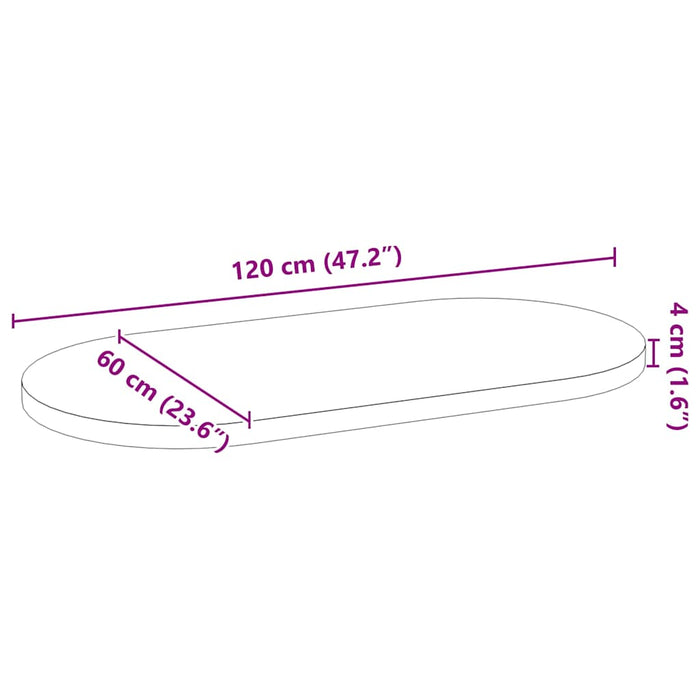 Blat de masă 120x60x4 cm lemn masiv de stejar oval - WALTI WALTI