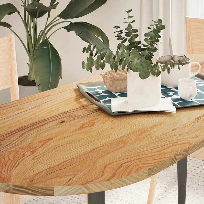 Blat de masă maro deschis 140x60x2 cm lemn masiv de stejar oval - WALTI WALTI