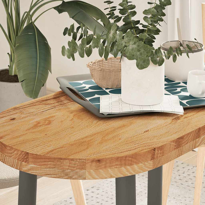 Blat de masă maro deschis 80x40x4 cm lemn masiv de stejar oval - WALTI WALTI