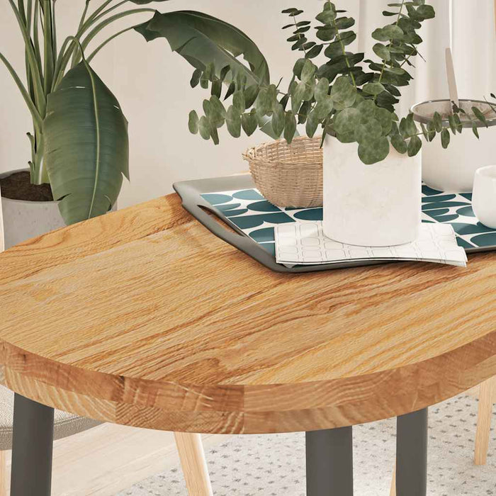 Blat de masă maro deschis 100x50x4 cm lemn masiv de stejar oval - WALTI WALTI