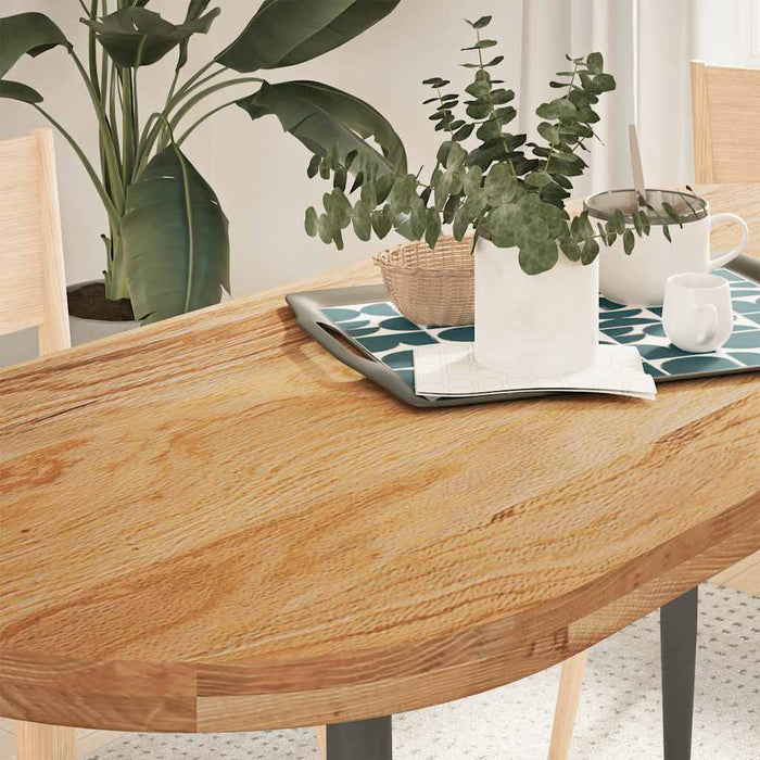 Blat de masă maro deschis 140x60x4 cm lemn masiv de stejar oval - WALTI WALTI