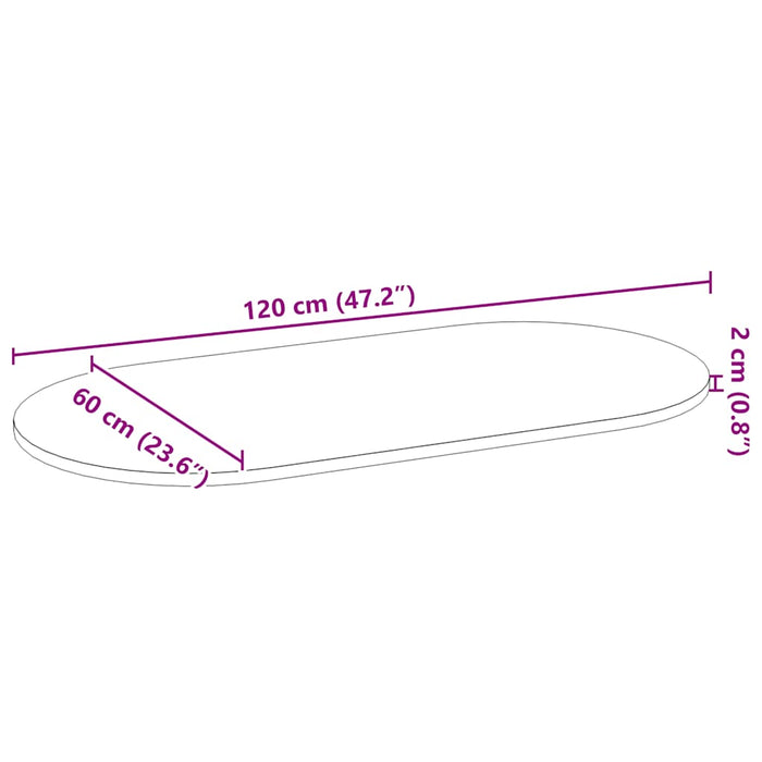 Blat de masă maro închis 120x60x2 cm lemn masiv de stejar oval - WALTI WALTI