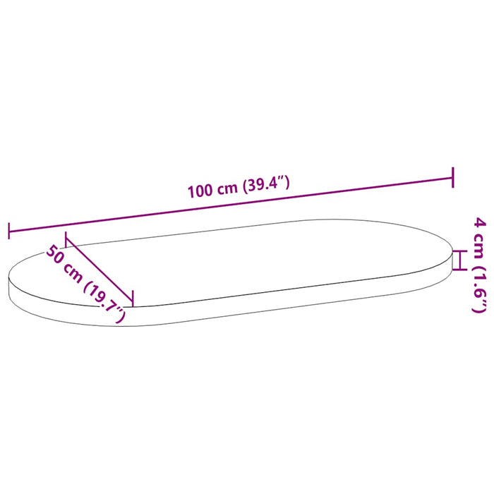 Blat de masă maro închis 100x50x4 cm lemn masiv de stejar oval - WALTI WALTI