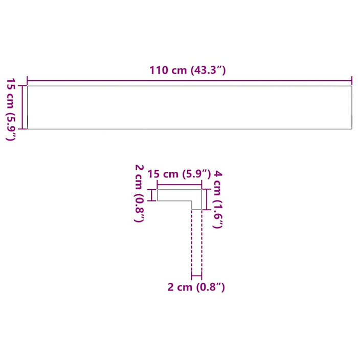 Pervaz 2 buc lemn masiv de stejar netratat 110x15x2 cm - WALTI WALTI