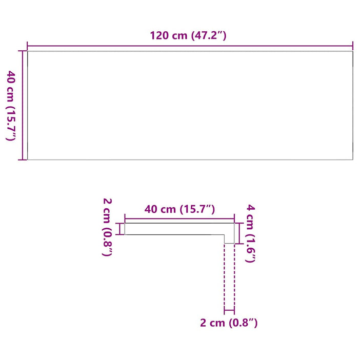 Pervaz 2 buc lemn masiv de stejar netratat 120x40x2 cm - WALTI WALTI