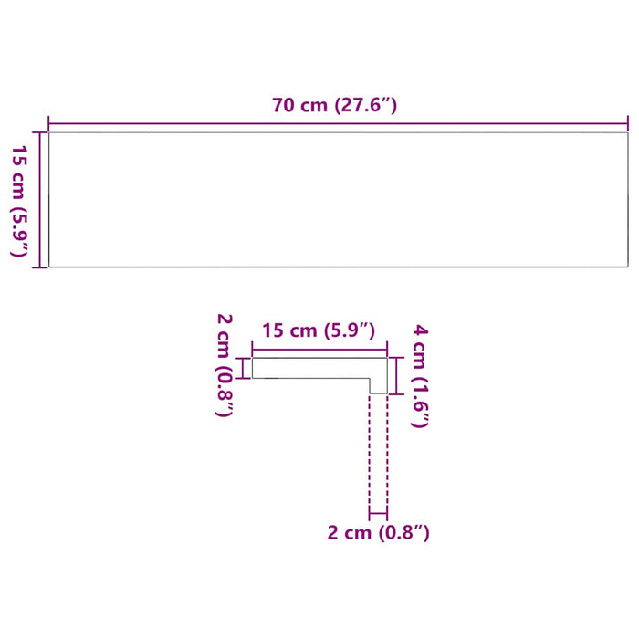 Pervaz 2 buc lemn masiv de maro deschis 70x15x2 cm - WALTI WALTI