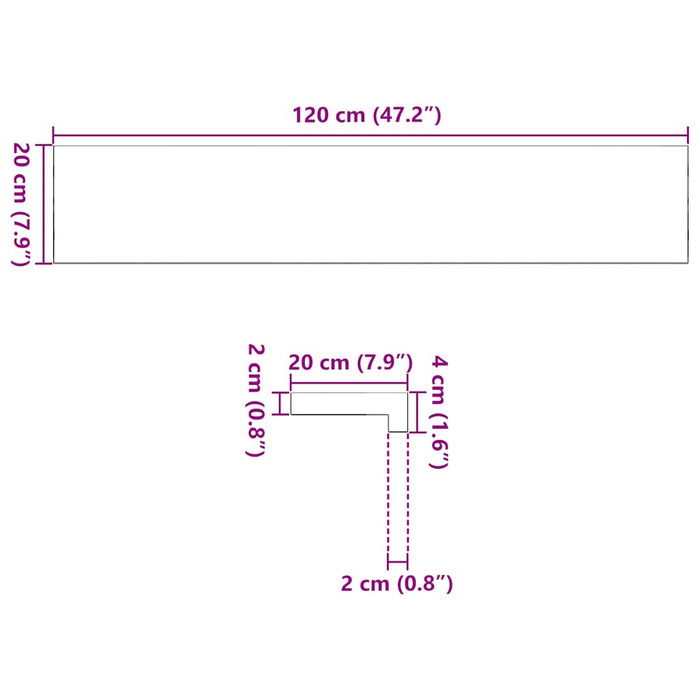 Pervaz 2 buc lemn masiv de maro deschis 120x20x2 cm - WALTI WALTI