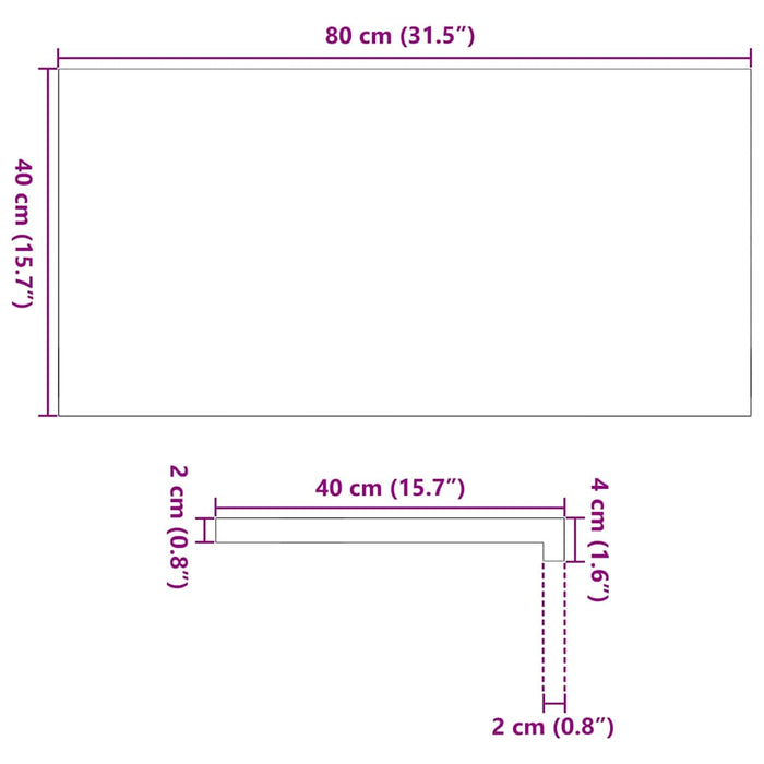 Pervaz 2 buc lemn masiv de maro deschis 80x40x2 cm - WALTI WALTI