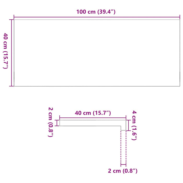Pervaz 2 buc lemn masiv de maro deschis 100x40x2 cm - WALTI WALTI