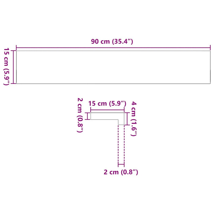 Pervaz 2 buc lemn masiv de maro-negru 90x15x2 cm WALTI