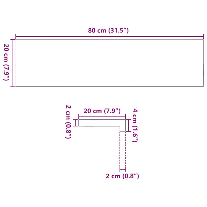 Pervaz 2 buc lemn masiv de maro-negru 80x20x2 cm WALTI