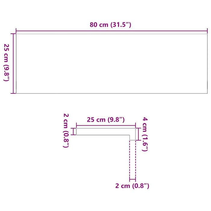 Glafuri 2 buc maro-negru 80x25x2 cm lemn masiv de stejar WALTI