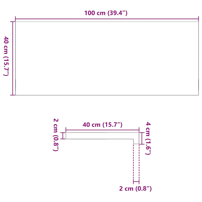 Glafuri 2 buc maro-negru 100x40x2 cm lemn masiv de stejar WALTI