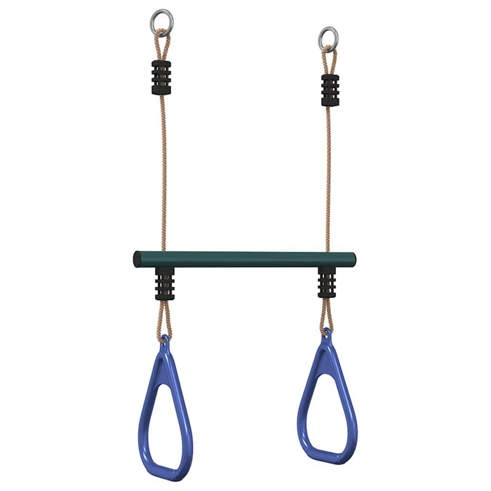 Bară trapez cu inele de gimnastică copii, albastru/verde, oțel - WALTI WALTI