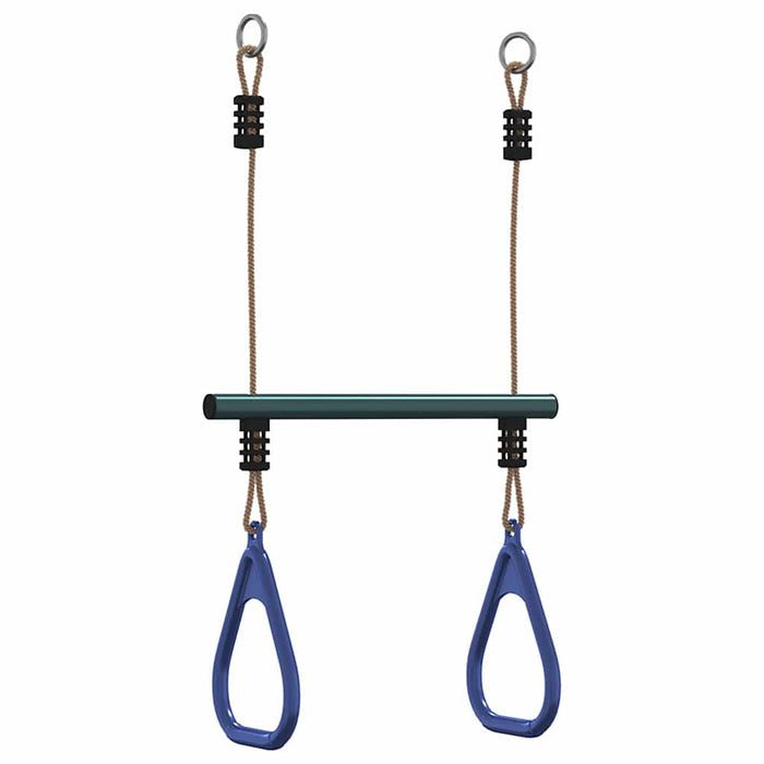 Bară trapez cu inele de gimnastică copii, albastru/verde, oțel - WALTI WALTI