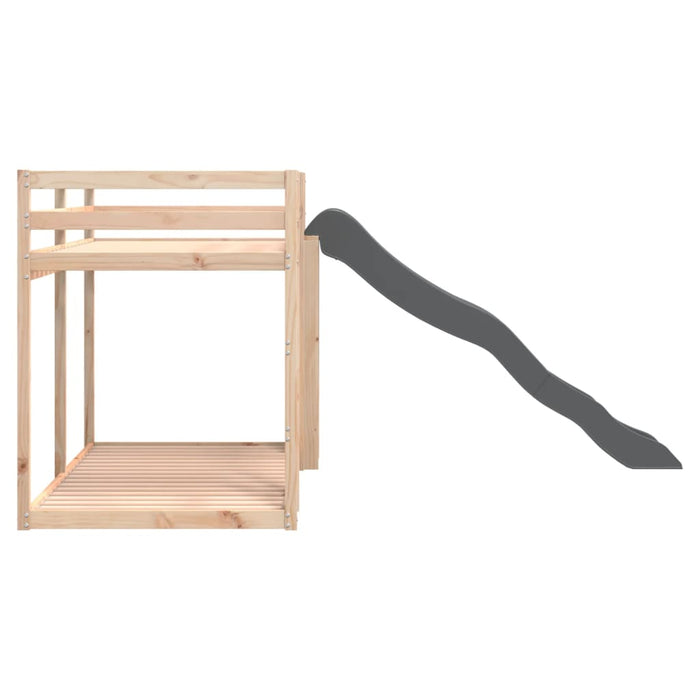 Pat supraetajat cu tobogan și scară, 90x200 cm, lemn masiv pin - WALTI WALTI