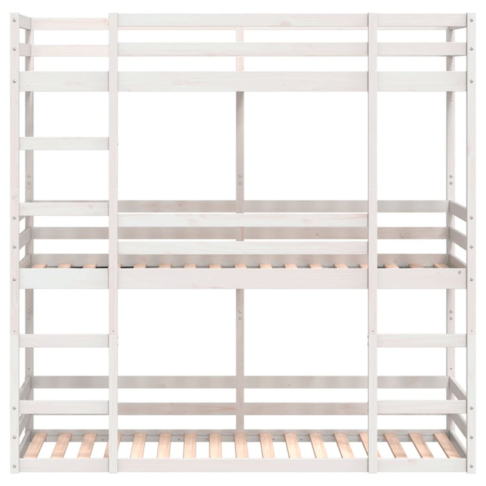 Pat supraetajat triplu, alb, 75x190 cm, lemn masiv de pin - WALTI WALTI