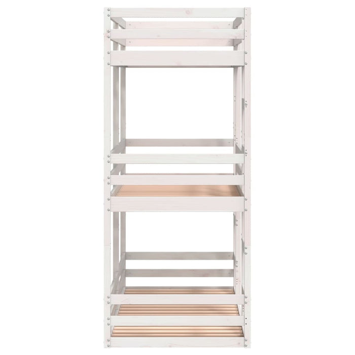 Pat supraetajat triplu, alb, 75x190 cm, lemn masiv de pin - WALTI WALTI