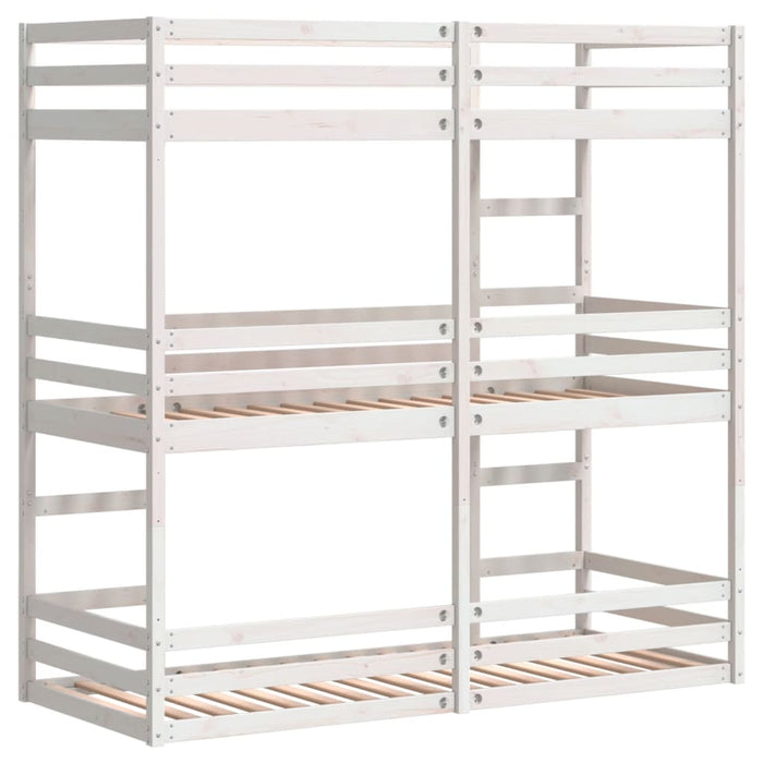 Pat supraetajat triplu, alb, 75x190 cm, lemn masiv de pin - WALTI WALTI