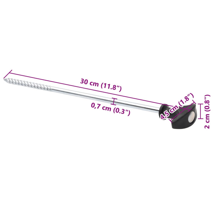 Țăruși de cort, 12 buc., 30 cm, Ø7 mm, oțel galvanizat - WALTI WALTI