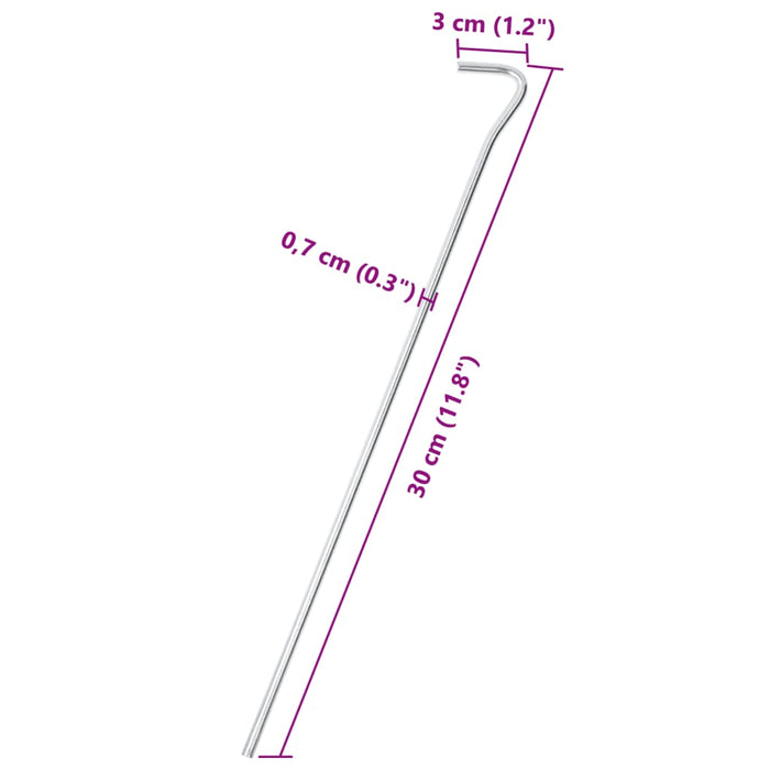 Țăruși de cort, 50 buc., 30 cm, Ø7 mm, oțel galvanizat - WALTI WALTI