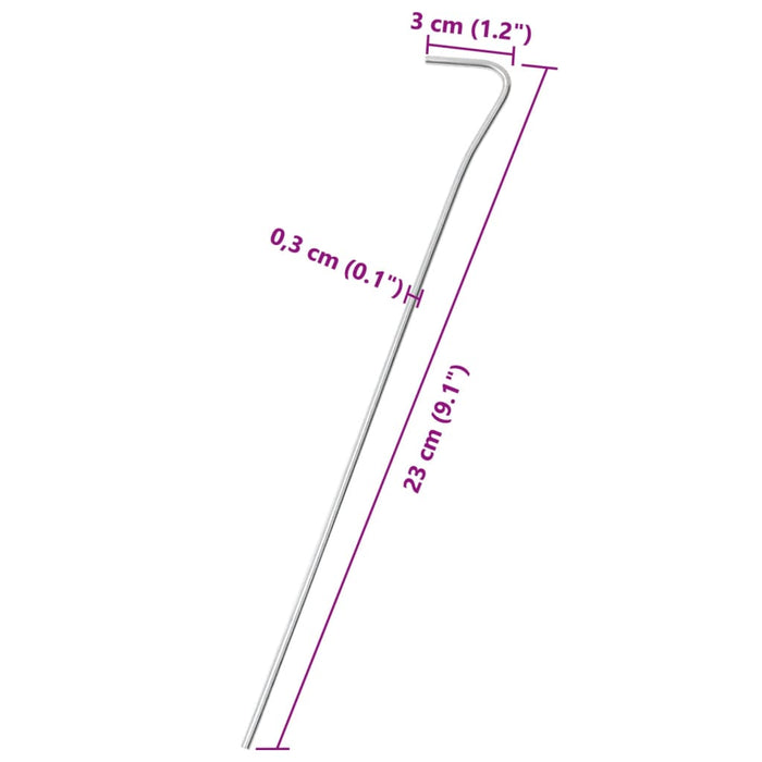 Țăruși de cort, 50 buc., 23 cm, Ø3 mm, oțel galvanizat - WALTI WALTI