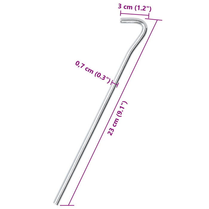 Țăruși de cort, 25 buc., 23 cm, Ø7mm, oțel galvanizat - WALTI WALTI