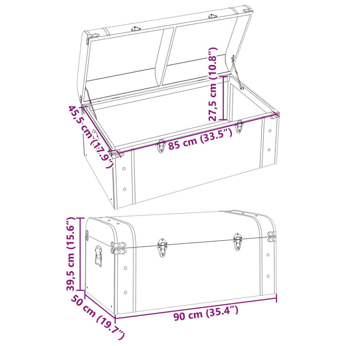 Cufăr de comori cu zăvoare maro închis 90x50x39,5 cm placaj - WALTI WALTI