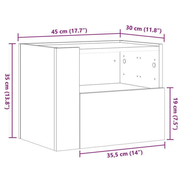 Noptiere de perete, 2 buc., alb, 45x30x35 cm WALTI