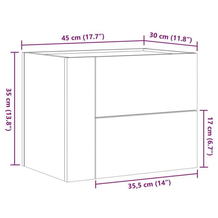 Noptiere de perete, 2 buc., gri sonoma, 45x30x35 cm WALTI