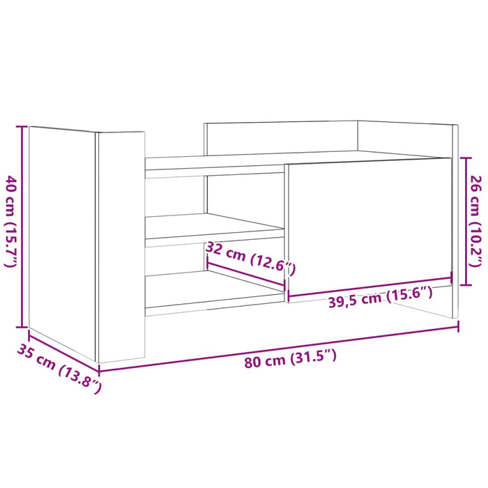 Comodă TV, alb, 80x35x40 cm, lemn prelucrat - WALTI WALTI