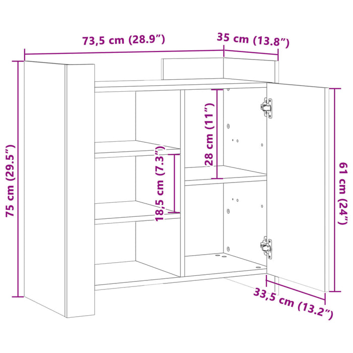 Dulap, alb, 73,5x35x75 cm, lemn prelucrat WALTI