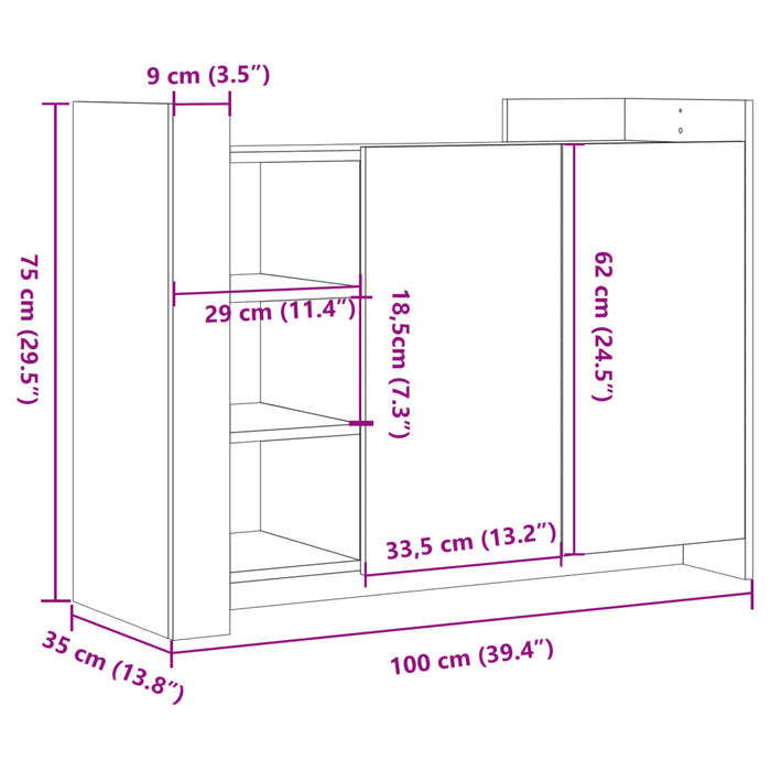 Dulap, alb, 100x35x75 cm, lemn prelucrat WALTI