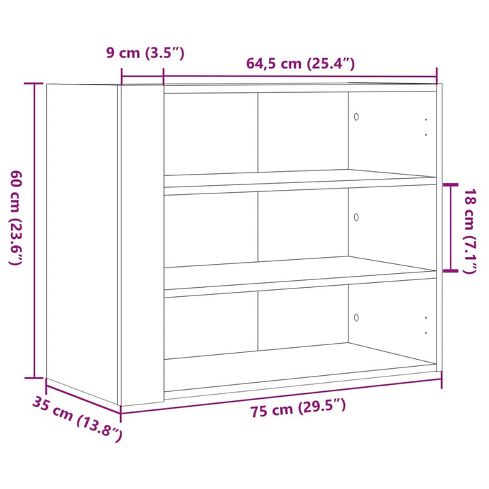 Dulap de perete, stejar maro, 75x35x60 cm, lemn compozit - WALTI WALTI