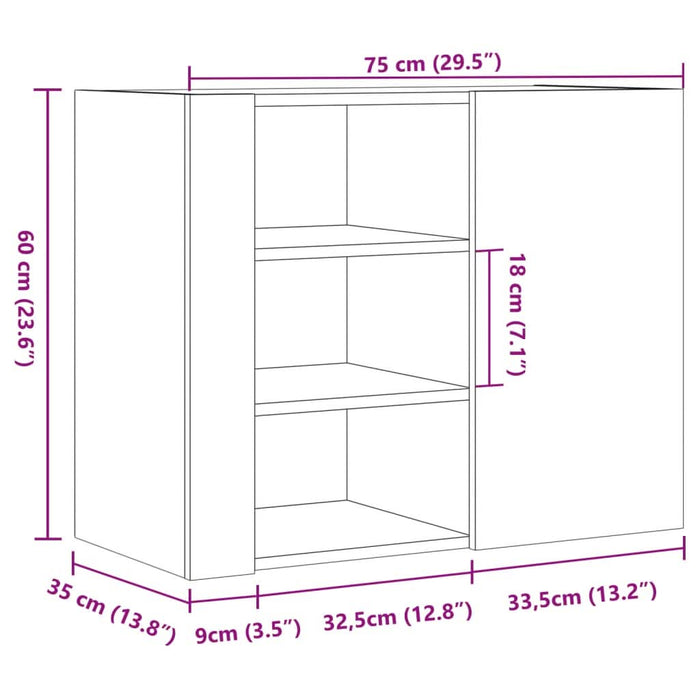 Dulap de perete, alb, 75x35x60 cm, lemn prelucrat - WALTI WALTI