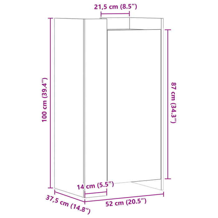 Pantofar, negru, 52x37,5x100 cm, lemn prelucrat - WALTI WALTI