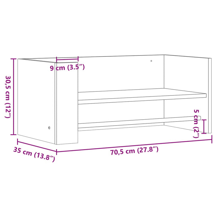 Raft de perete, stejar maro, 70,5x35x30,5 cm, lemn prelucrat - WALTI WALTI