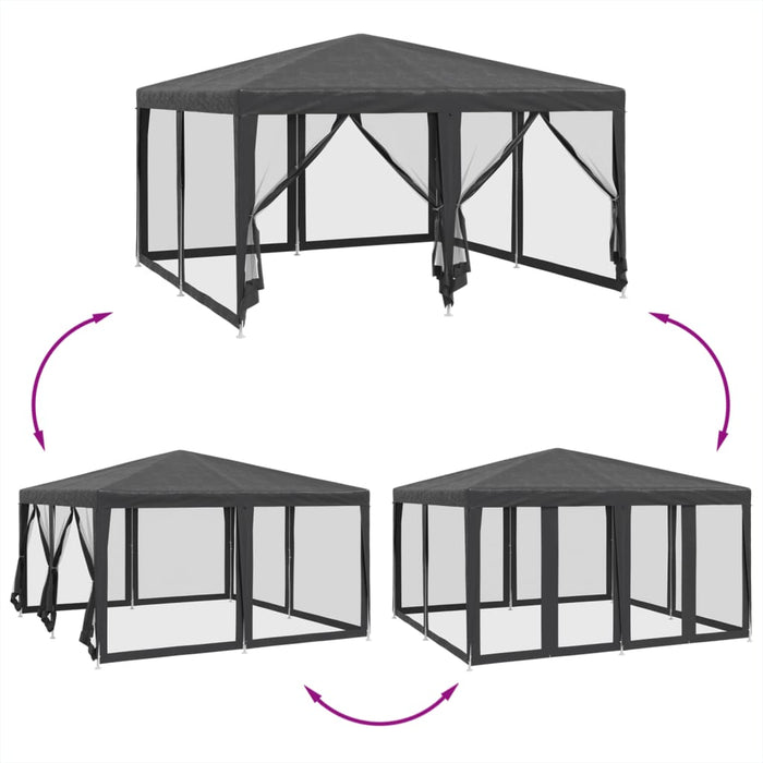 Cort de petrecere cu 8 pereți din plasă, antracit, 4x4 m, HDPE - WALTI WALTI