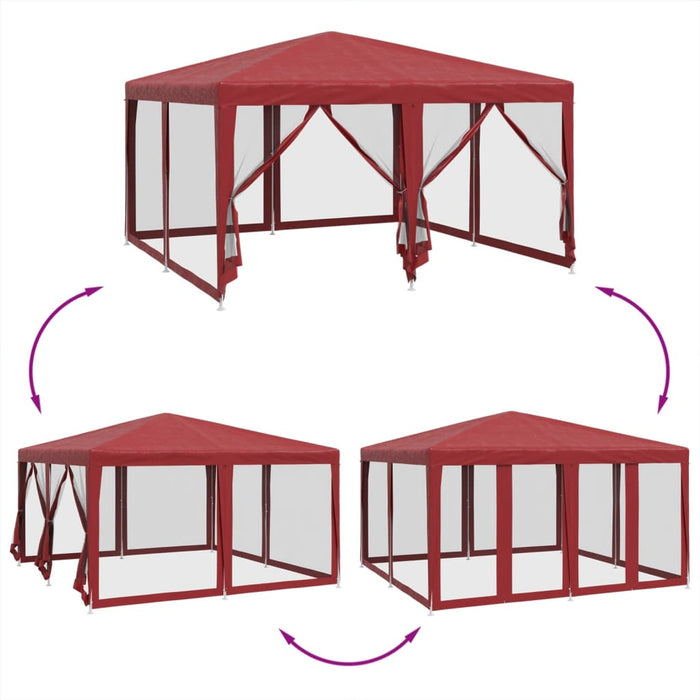 Cort de petrecere cu 8 pereți din plasă, roșu, 4x4 m, HDPE - WALTI WALTI