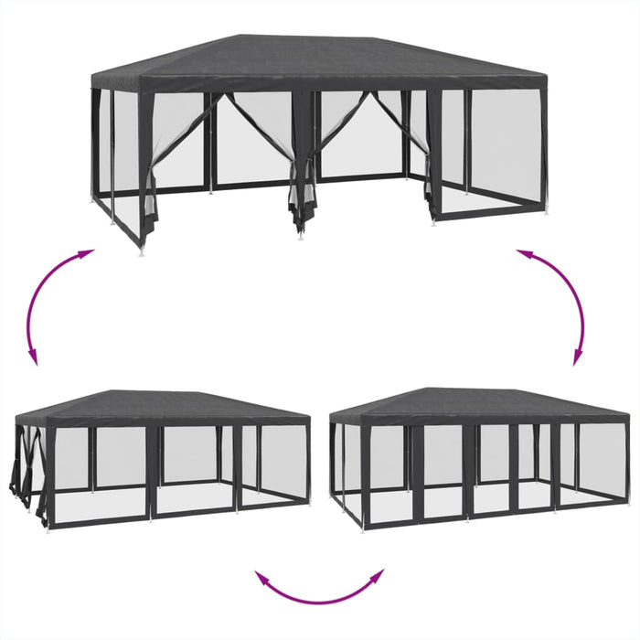 Cort de petrecere cu 10 pereți din plasă, antracit, 6x4 m, HDPE - WALTI WALTI