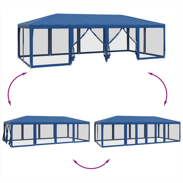 Cort de petrecere cu 12 pereți din plasă, albastru, 8x4 m, HDPE - WALTI WALTI