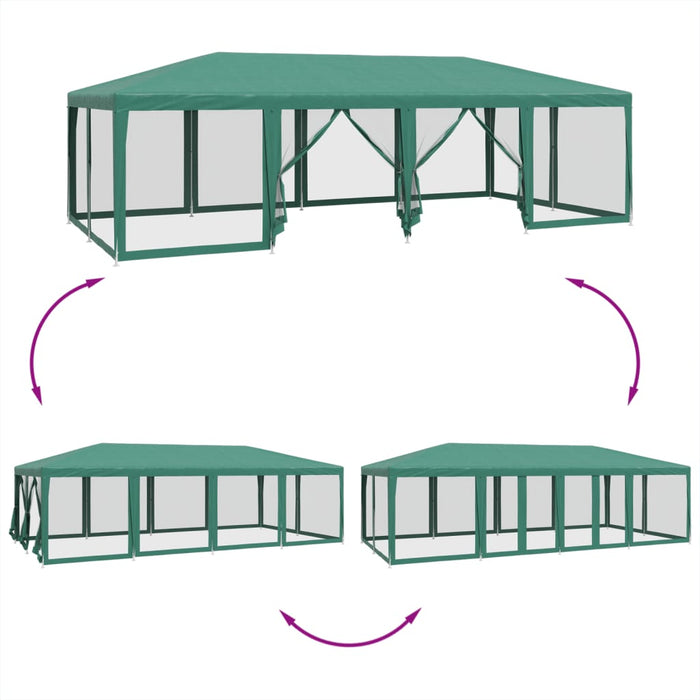 Cort de petrecere cu 12 pereți din plasă, verde, 8x4 m, HDPE - WALTI WALTI