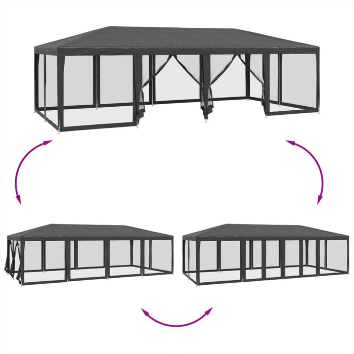 Cort de petrecere cu 12 pereți din plasă, antracit, 8x4 m, HDPE - WALTI WALTI