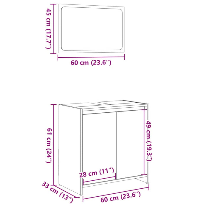 Set mobilier de baie, 2 piese, stejar sonoma, lemn prelucrat - WALTI WALTI