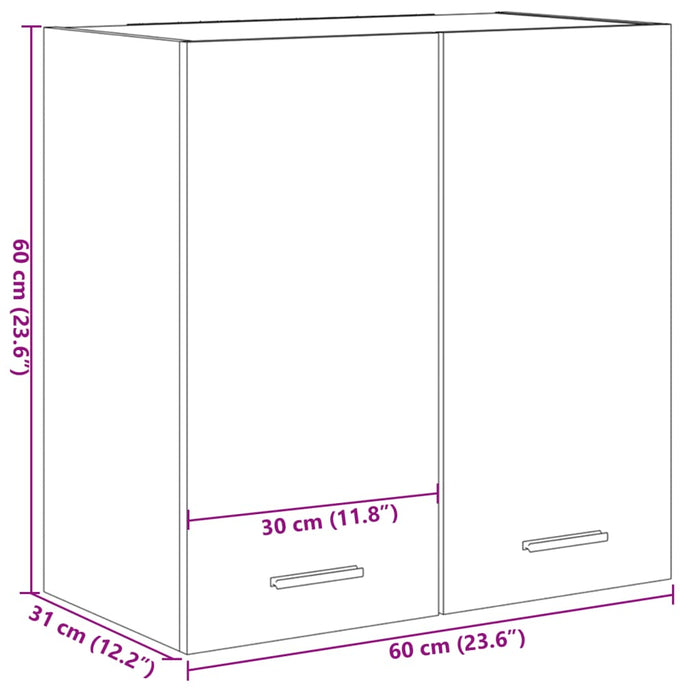 Dulap suspendat, stejar Sonoma, 60x31x60 cm, PAL WALTI